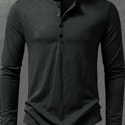 Henley Trøje Herre – Langærmet henley med klassisk design til hverdag, arbejde og lag-på-lag i Militærgrøn og Khaki – Dalton