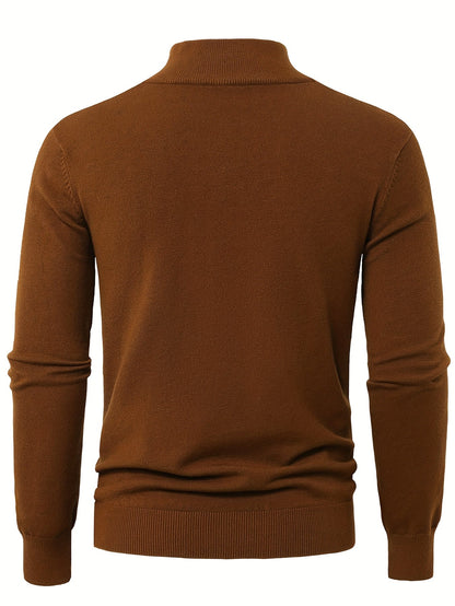 Striktrøje Herre – Pullover med høj hals og klassisk design til hverdag, arbejde og lag-på-lag i Sort og Hvid – Everett