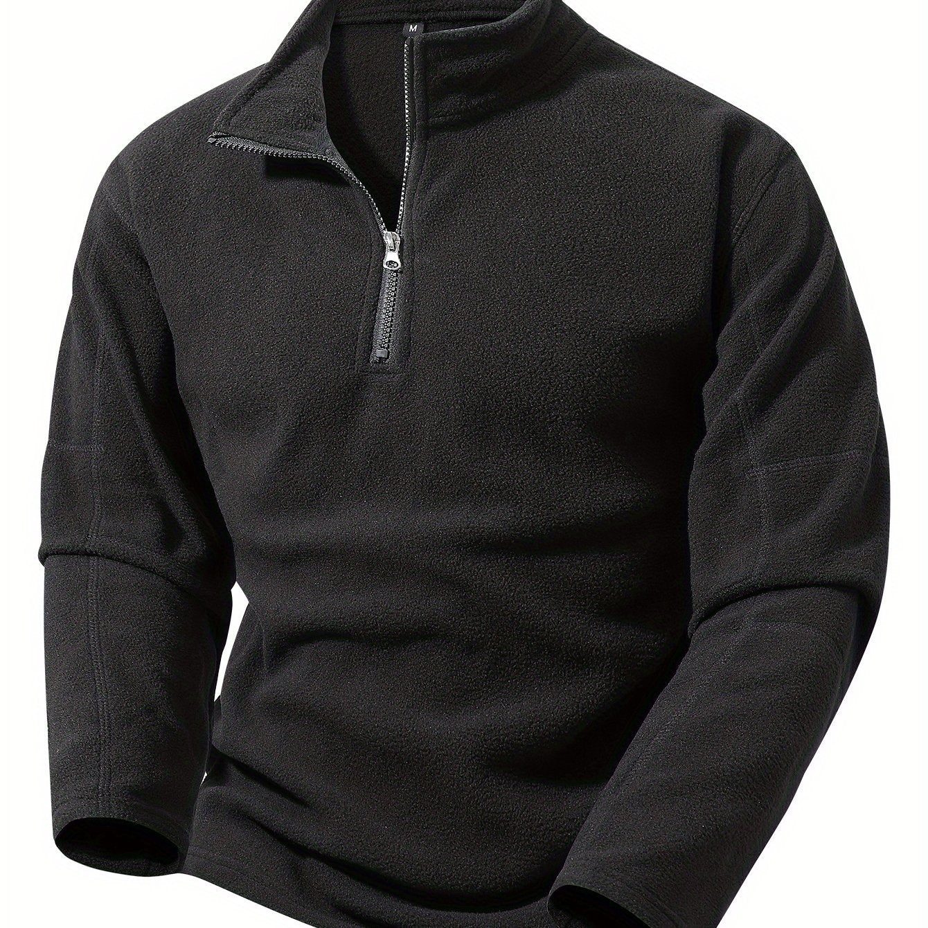 Striktrøje Herre – Pullover med half-zip lynlås og ståkrave til hverdag, arbejde og lag-på-lag i Olivengrøn Drab og Sort – Grayson