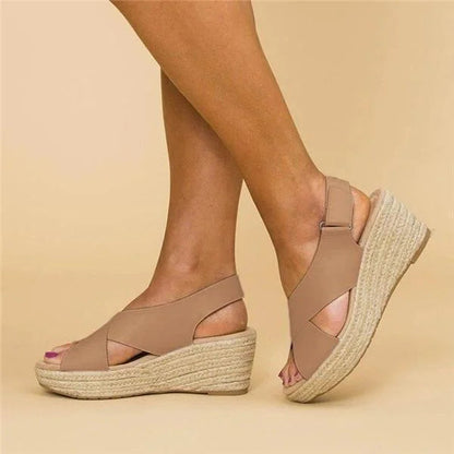 Espadrille Sandaler Dame – Kilehæl Sandaler med Krydsrem