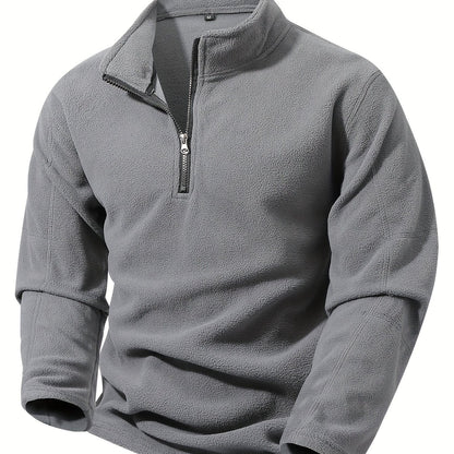 Striktrøje Herre – Pullover med half-zip lynlås og ståkrave til hverdag, arbejde og lag-på-lag i Olivengrøn Drab og Sort – Grayson