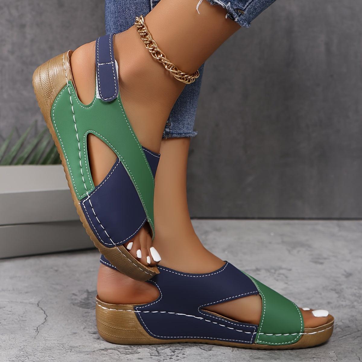 Kilehælsandaler Dame – Slingback Sandaler med Farveblok Design