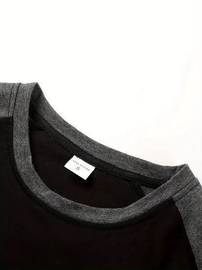 Langærmet Top Herre – Basisbluse med tofarvet design og lange ærmer til hverdag, arbejde og lag-på-lag