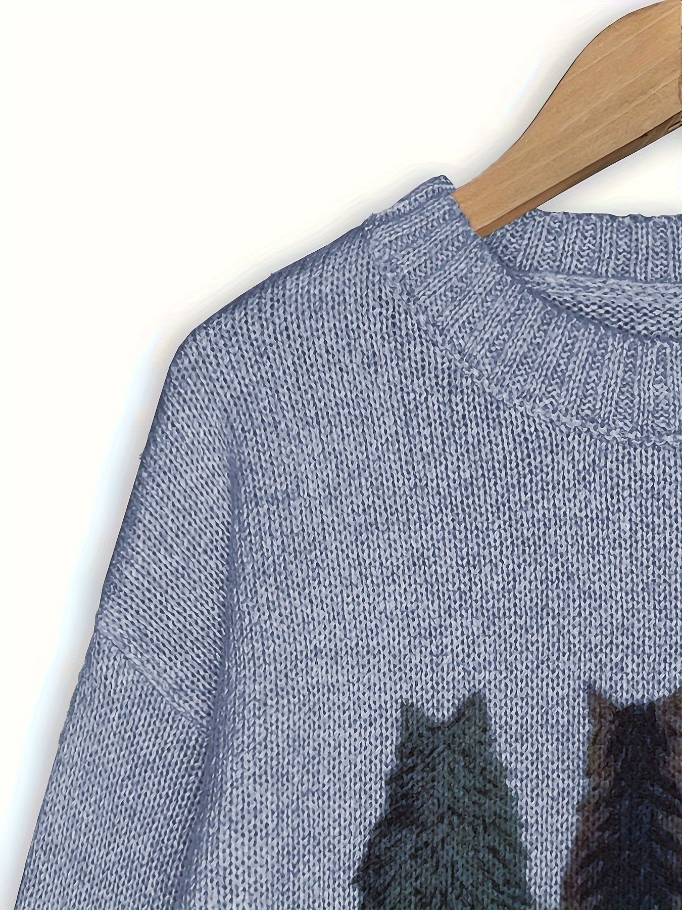 Striktrøje Dame – Pullover med katteprint og mønstret design til hverdag, arbejde og lag-på-lag