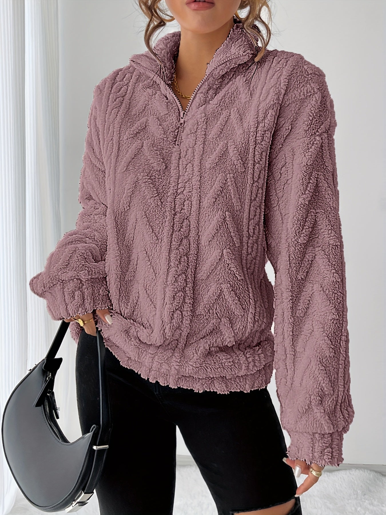 Tekstureret Striktrøje Dame – Afslappet Pullover