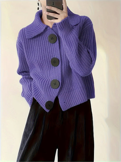 Ribstriktrøje Dame – Klassisk Langærmet Pullover