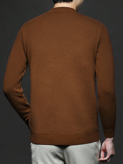 Striktrøje Herre – Pullover med høj hals og klassisk design til hverdag, arbejde og lag-på-lag i Sort og Hvid – Everett