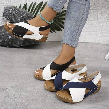 Kilehælsandaler Dame – Slingback Sandaler med Farveblok Design