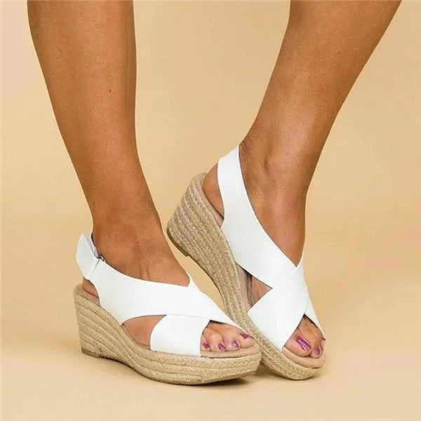 Espadrille Sandaler Dame – Kilehæl Sandaler med Krydsrem