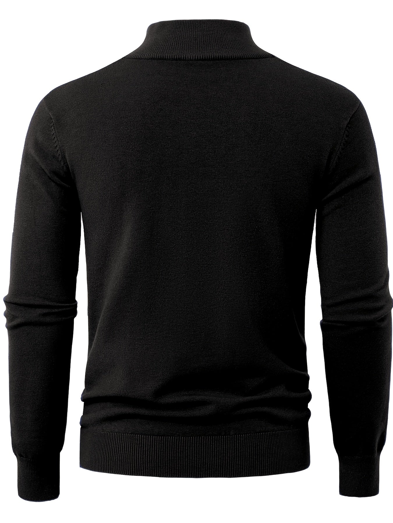 Striktrøje Herre – Pullover med høj hals og klassisk design til hverdag, arbejde og lag-på-lag i Sort og Hvid – Everett