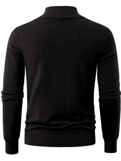 Striktrøje Herre – Pullover med høj hals og klassisk design til hverdag, arbejde og lag-på-lag i Sort og Hvid – Everett