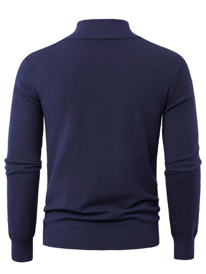 Striktrøje Herre – Pullover med høj hals og klassisk design til hverdag, arbejde og lag-på-lag i Sort og Hvid – Everett