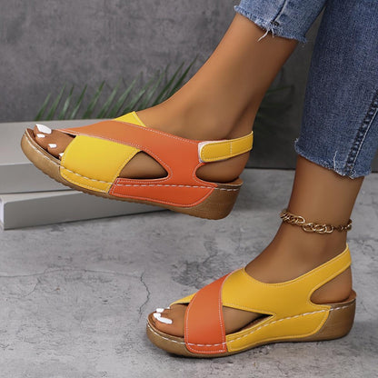 Kilehælsandaler Dame – Slingback Sandaler med Farveblok Design