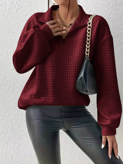 Quarter-Zip Pullover Dame – Striktrøje med Kort Lynlås
