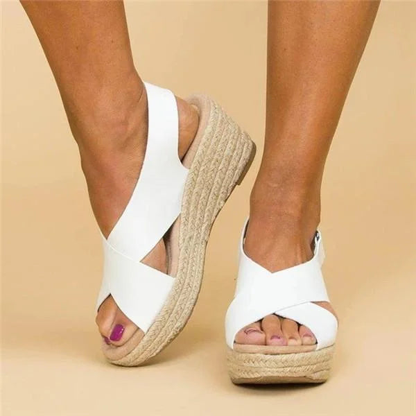 Espadrille Sandaler Dame – Kilehæl Sandaler med Krydsrem