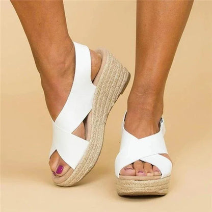 Espadrille Sandaler Dame – Kilehæl Sandaler med Krydsrem