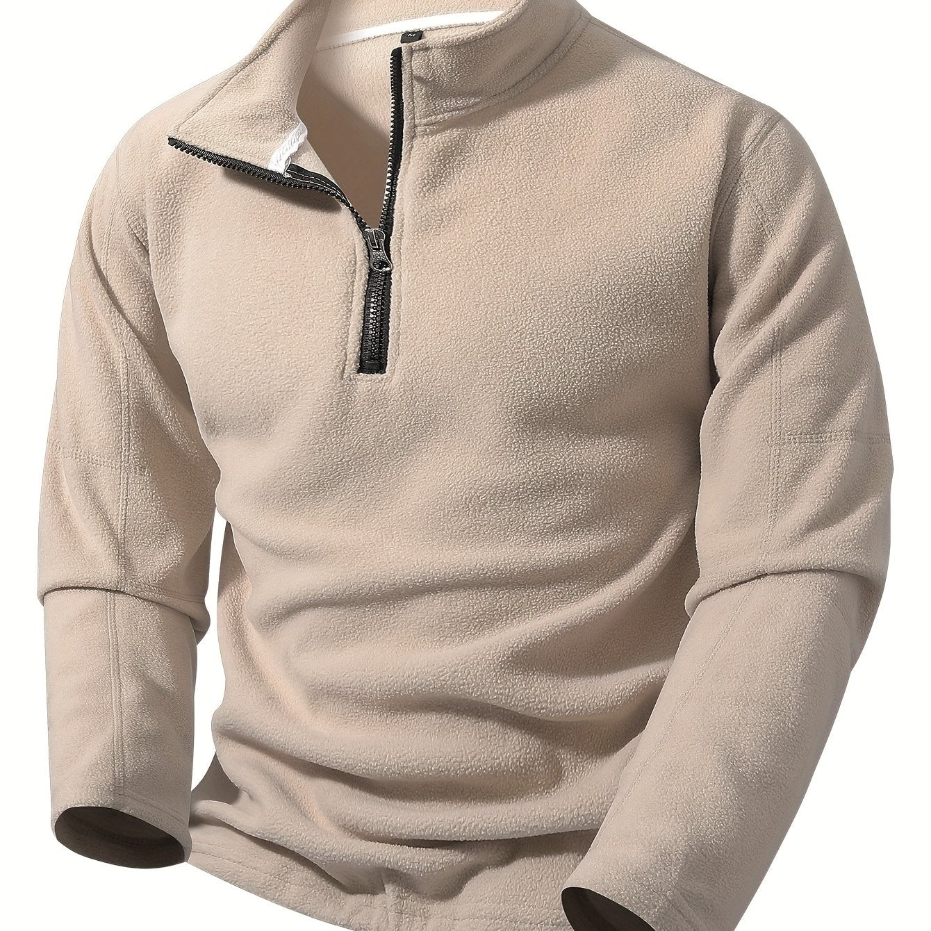 Striktrøje Herre – Pullover med half-zip lynlås og ståkrave til hverdag, arbejde og lag-på-lag i Olivengrøn Drab og Sort – Grayson
