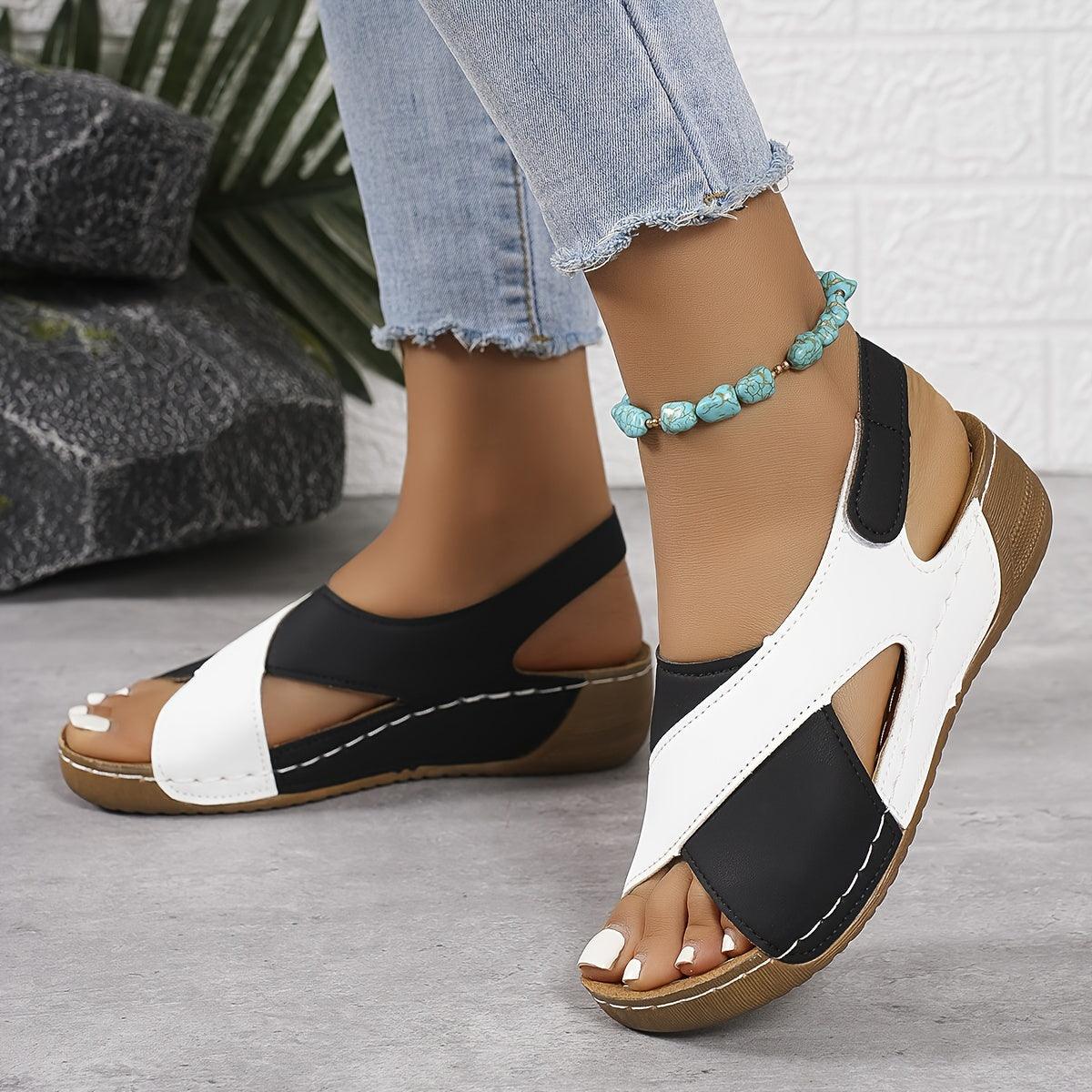 Kilehælsandaler Dame – Slingback Sandaler med Farveblok Design