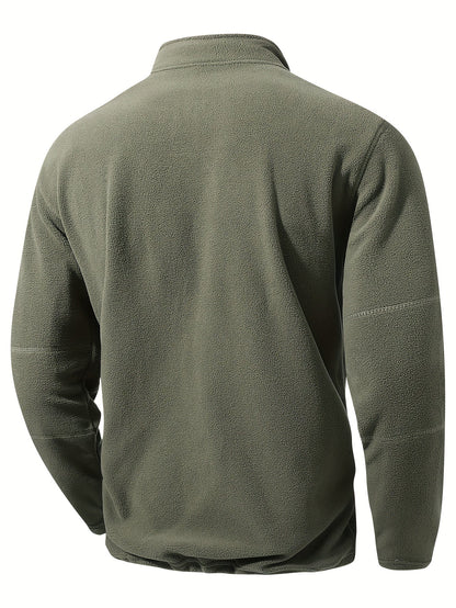 Striktrøje Herre – Pullover med half-zip lynlås og ståkrave til hverdag, arbejde og lag-på-lag i Olivengrøn Drab og Sort – Grayson