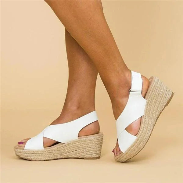 Espadrille Sandaler Dame – Kilehæl Sandaler med Krydsrem