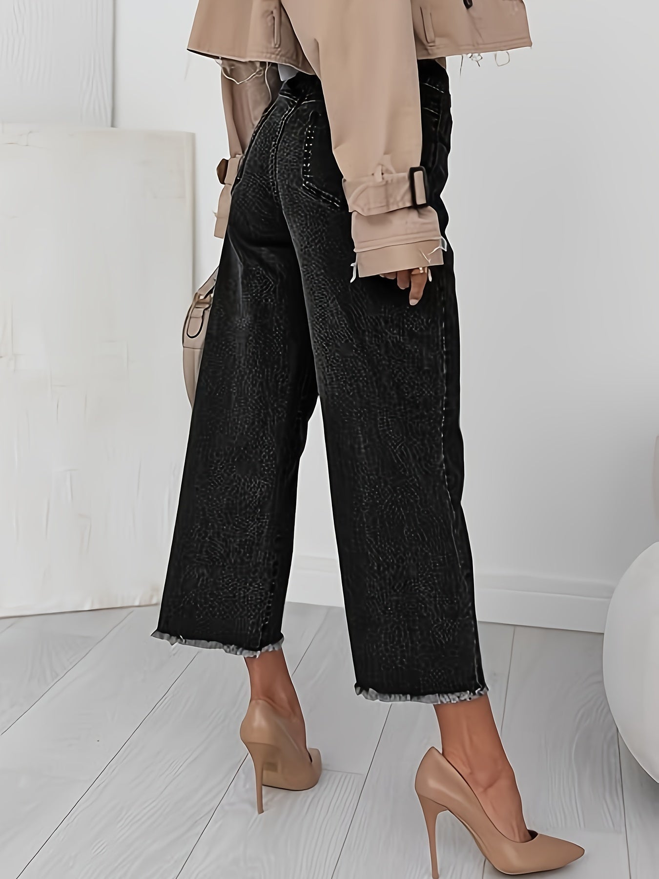 Jeans Dame – Denimbukser med kort pasform, skræddersyet pasform og lige ben til hverdag, kontor og smart casual