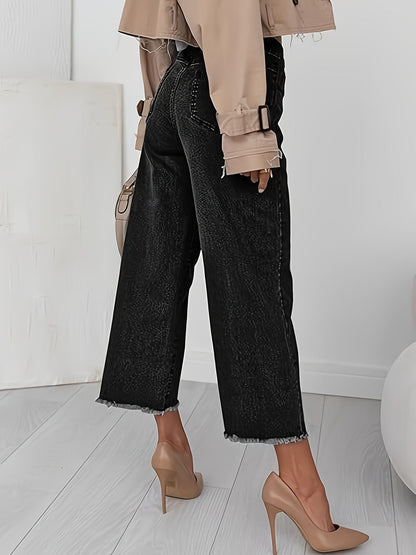 Jeans Dame – Denimbukser med kort pasform, skræddersyet pasform og lige ben til hverdag, kontor og smart casual