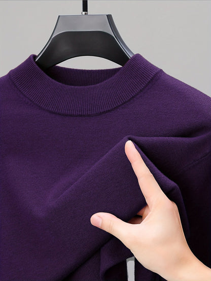 Striktrøje Herre – Pullover med høj hals og klassisk design til hverdag, arbejde og lag-på-lag i Sort og Hvid – Everett