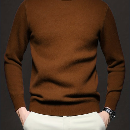 Striktrøje Herre – Pullover med høj hals og klassisk design til hverdag, arbejde og lag-på-lag i Sort og Hvid – Everett