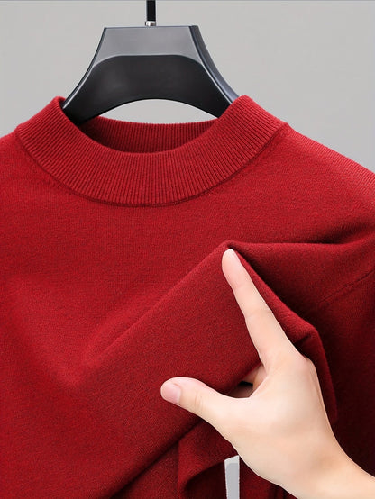 Striktrøje Herre – Pullover med høj hals og klassisk design til hverdag, arbejde og lag-på-lag i Sort og Hvid – Everett