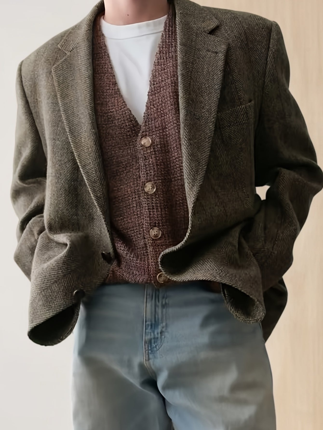 Blazer Herre – Skræddersyet blazer med tekstureret overflade og klassisk design til efterår, overgangsvejr og hverdag