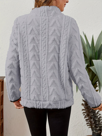 Striktrøje Dame – Pullover med half-zip lynlås til hverdag, arbejde og lag-på-lag