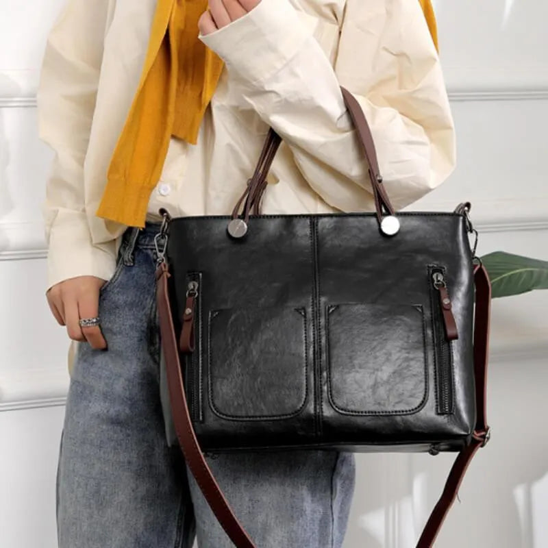Skuldertaske Dame – Vintage Crossbody Taske med Rummeligt Design