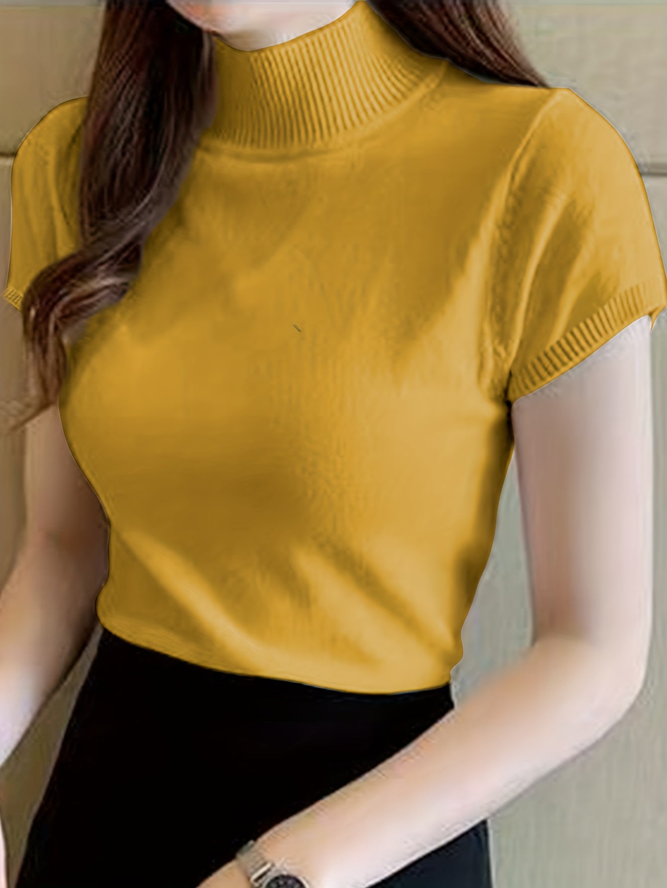 Langærmet Top Dame – Basisbluse med høj hals og klassisk design til hverdag, arbejde og lag-på-lag