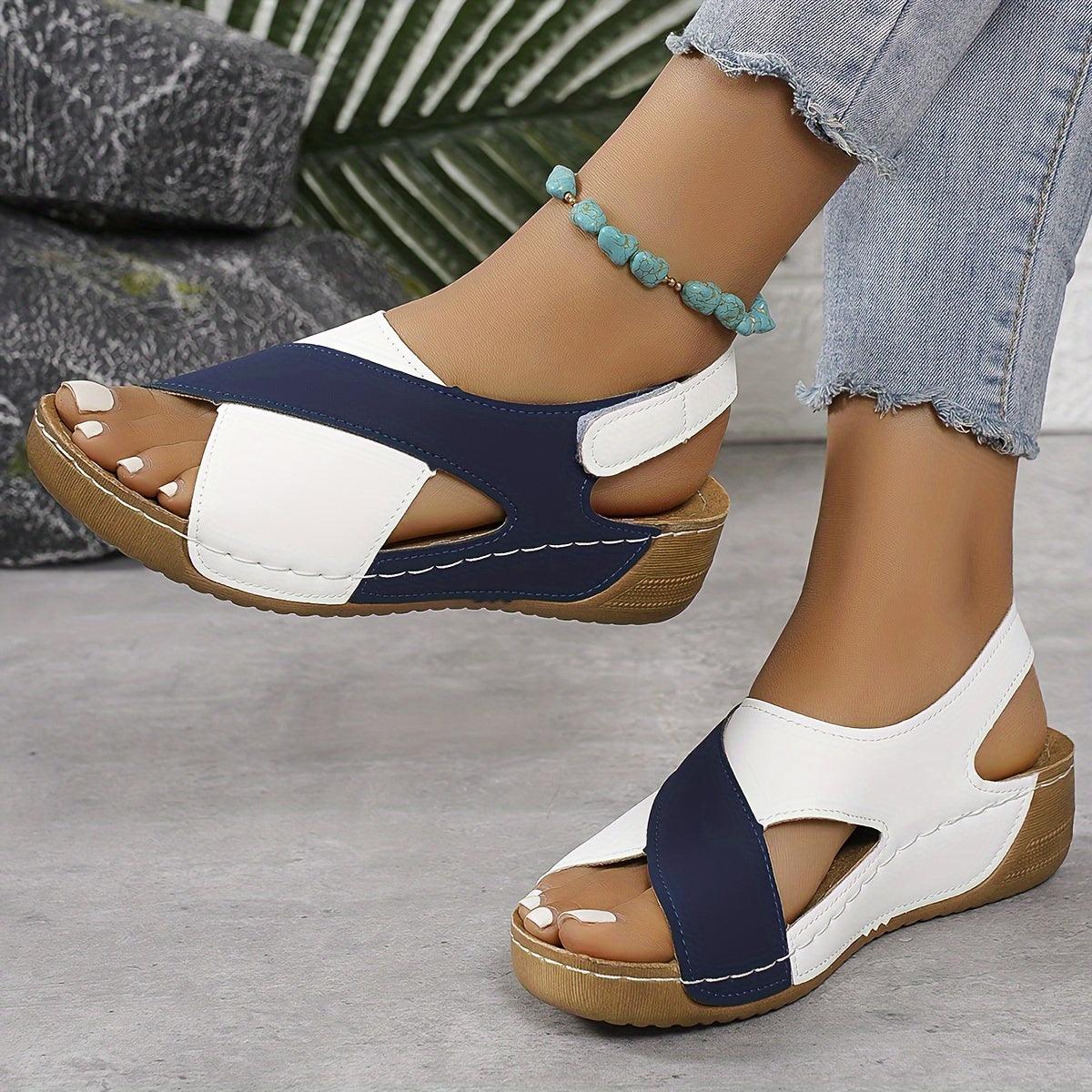 Kilehælsandaler Dame – Slingback Sandaler med Farveblok Design