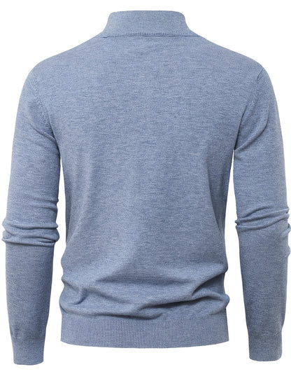 Striktrøje Herre – Pullover med høj hals og klassisk design til hverdag, arbejde og lag-på-lag i Sort og Hvid – Everett