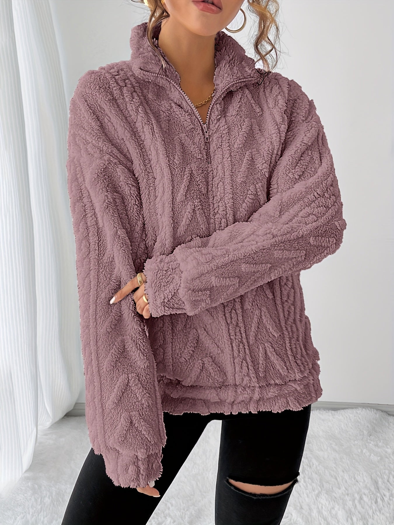 Tekstureret Striktrøje Dame – Afslappet Pullover