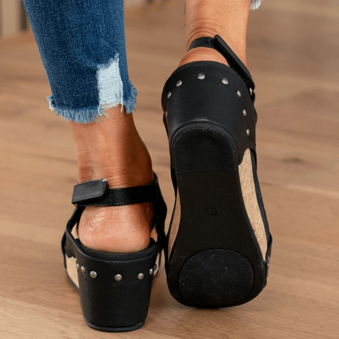 Kilehælsandaler Dame – Platform Sandaler med Åben Tå og Korksål