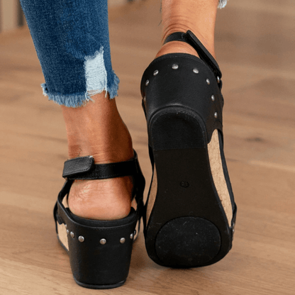 Kilehælsandaler Dame – Platform Sandaler med Åben Tå og Korksål