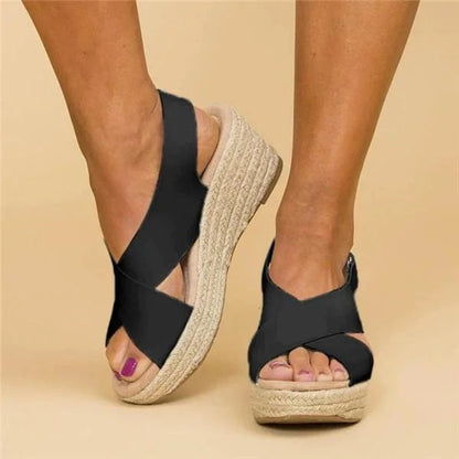 Espadrille Sandaler Dame – Kilehæl Sandaler med Krydsrem