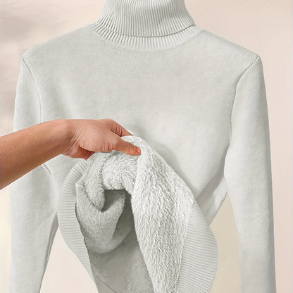 Striktrøje Dame – Pullover med høj hals til hverdag, arbejde og lag-på-lag i Mørkebrun og Sort – Selena