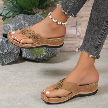 Blomstrede Sandaler Dame – Komfortable Plateau Sandaler med Remme