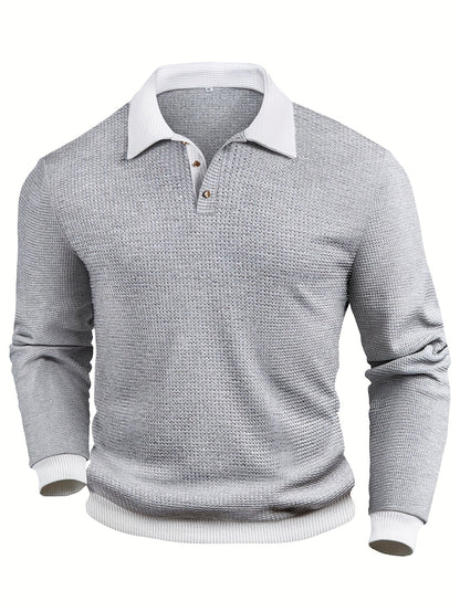 Gareth | Textured Long-Sleeve Polo Shirt