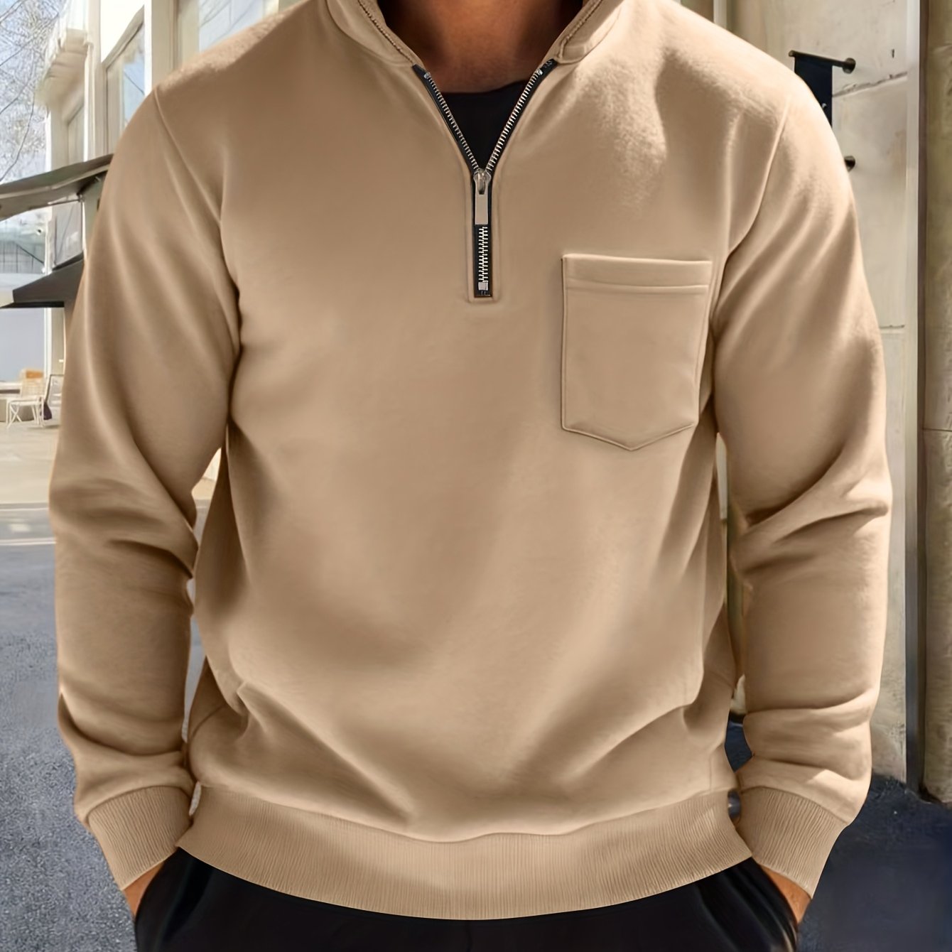 Half-Zip Pullover Herre – Klassisk Striktrøje med Lynlås