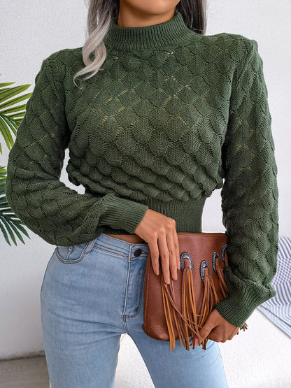 Kort Striktrøje Dame – Tekstureret Cropped Pullover