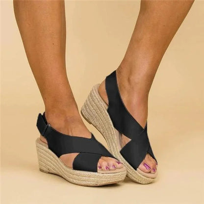 Espadrille Sandaler Dame – Kilehæl Sandaler med Krydsrem