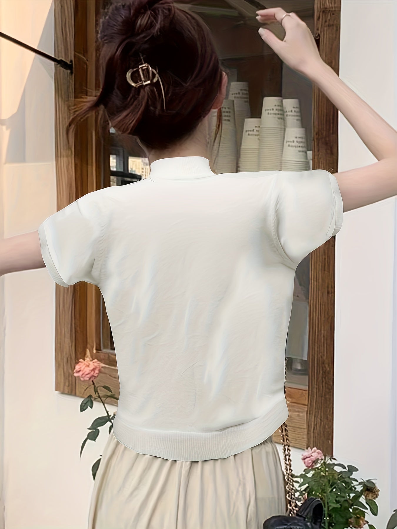 Langærmet Top Dame – Basisbluse med høj hals og klassisk design til hverdag, arbejde og lag-på-lag