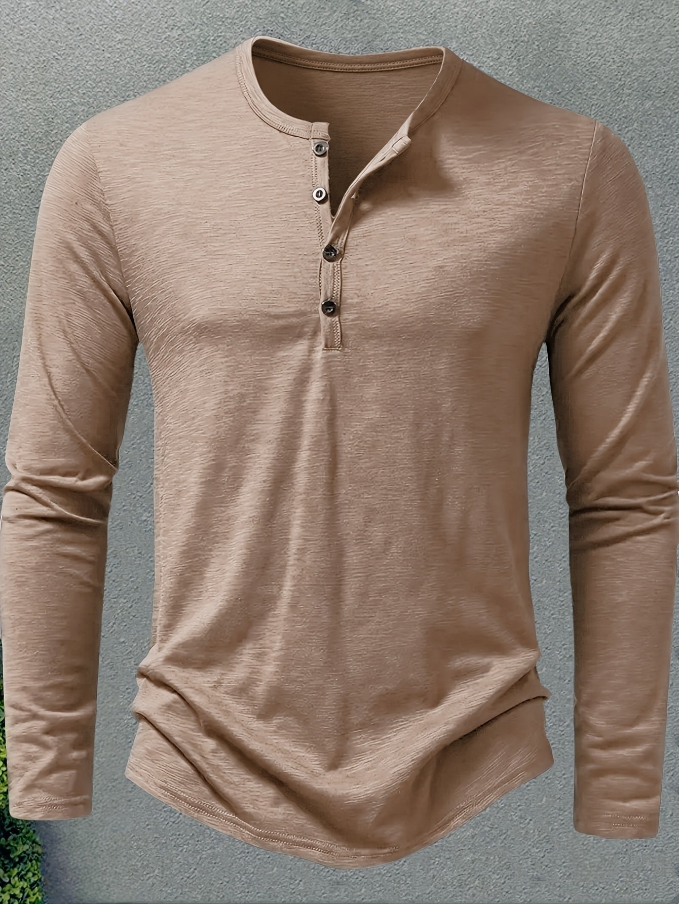 Henley Trøje Herre – Langærmet henley med klassisk design til hverdag, arbejde og lag-på-lag i Militærgrøn og Khaki – Dalton