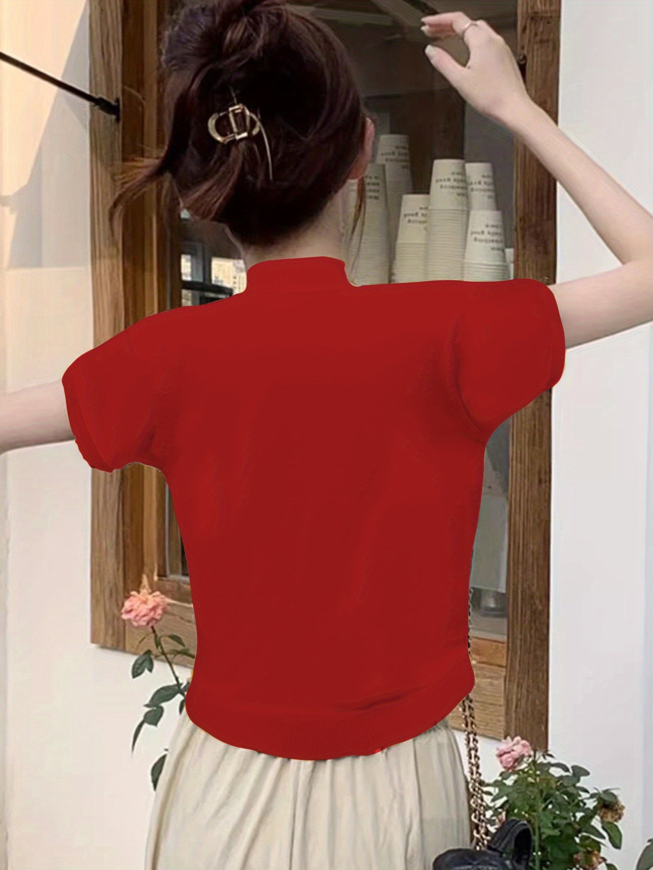 Langærmet Top Dame – Basisbluse med høj hals og klassisk design til hverdag, arbejde og lag-på-lag