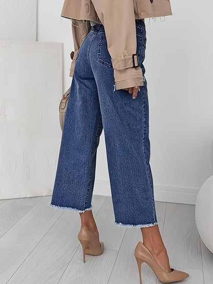 Jeans Dame – Denimbukser med kort pasform, skræddersyet pasform og lige ben til hverdag, kontor og smart casual