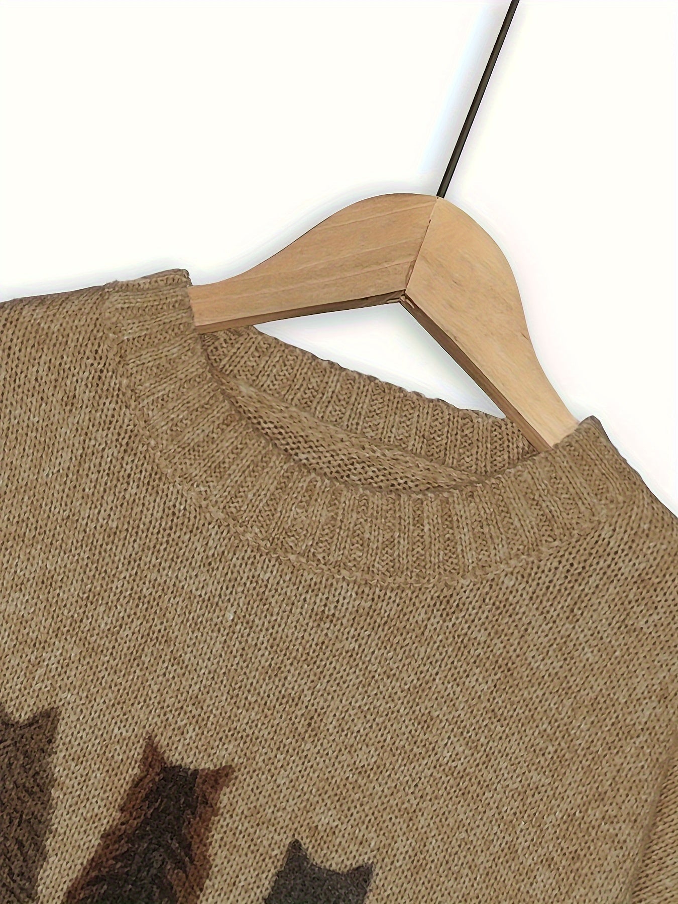 Striktrøje Dame – Pullover med katteprint og mønstret design til hverdag, arbejde og lag-på-lag